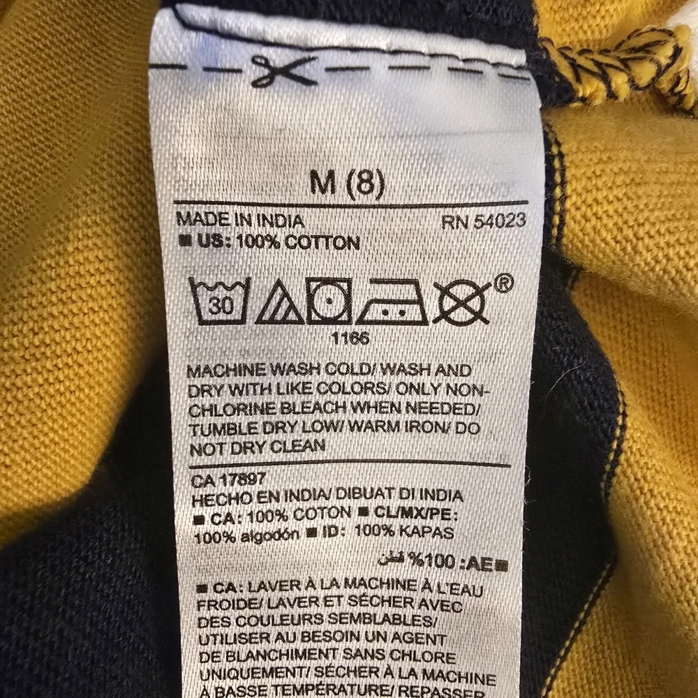 Old Navy Yellow and Navy Striped Polo Rugby Shirt Size 8